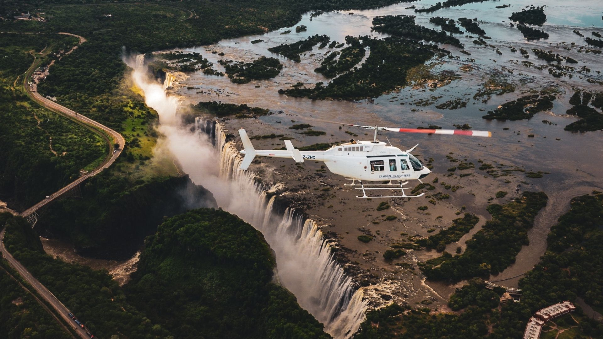 helicopter ride over victoria falls